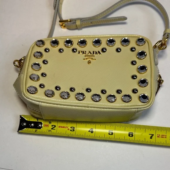 Prada Metallic Saffiano Leather Studded Mini Crossbody Bag - Picture 5 of 9